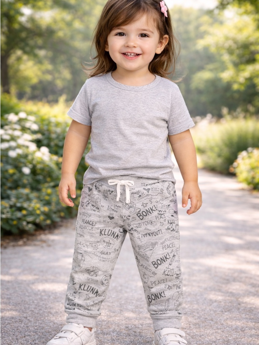 Kids Gray Graphic Jogger Pajama pants - Toddler Comfort